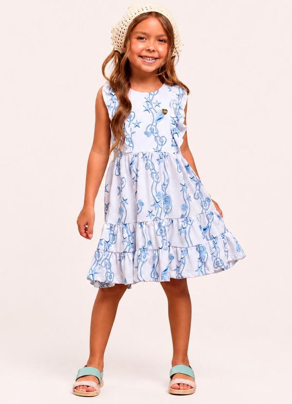 Vestido Infantil Menina Midi Estampado com Babados