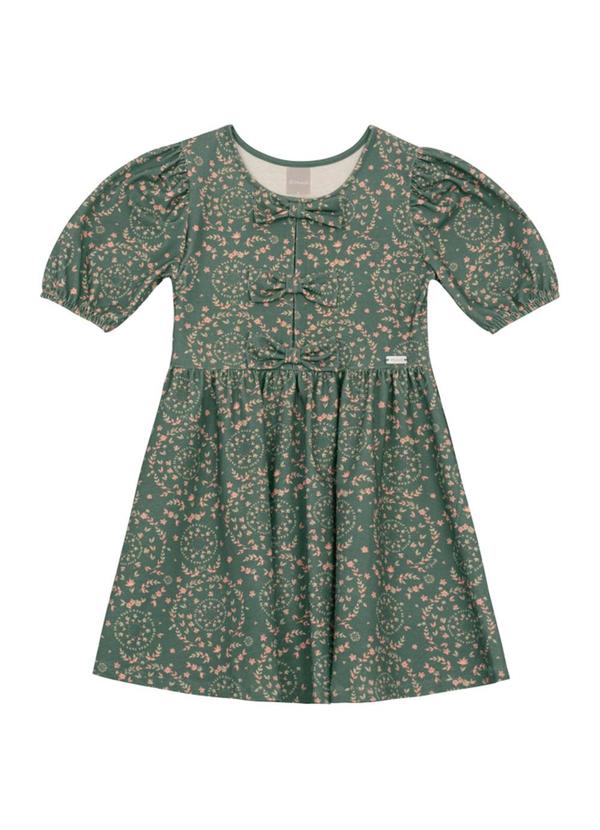 Vista 2 Vestido Infantil Menina Mini Florzinhas Verde Brandili Mundi Brandili Mundi
