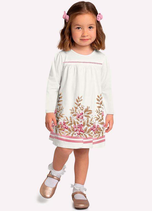 Vestido Infantil Menina Mirtilos Off White