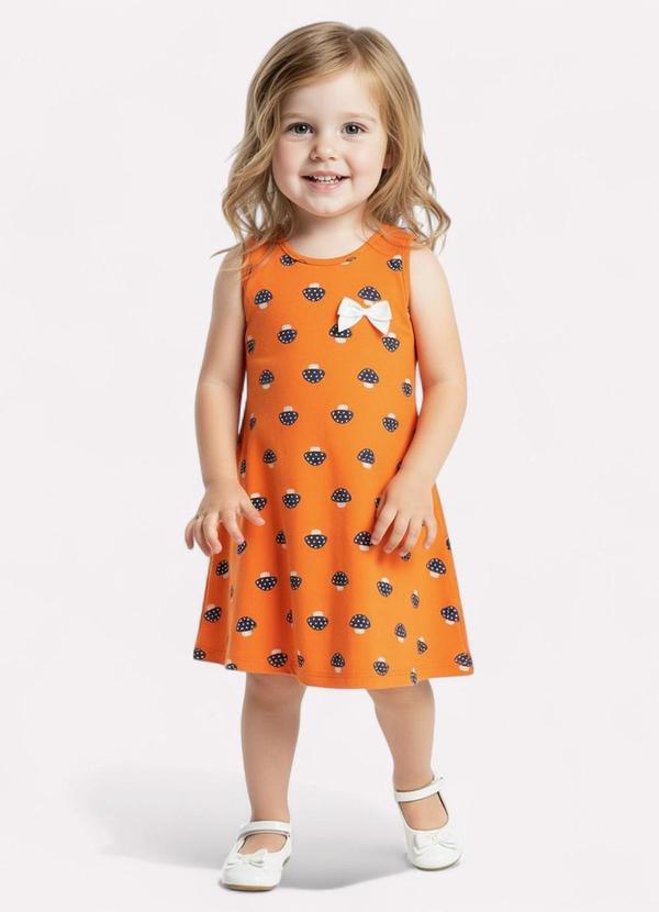Vista 2 Vestido Infantil Menina Natureza Laranja Kyly Kyly