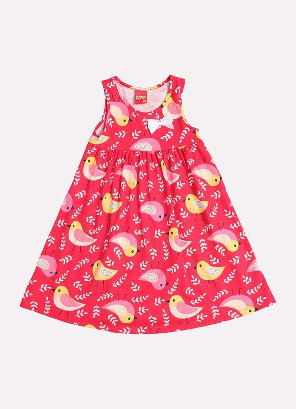 Vista 2 Vestido Infantil Menina Pássaros Vermelho Kyly Kyly