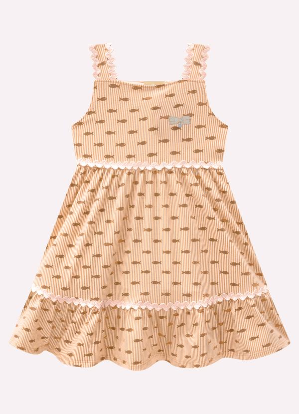 Vestido Infantil Menina Peixinhos Marrom