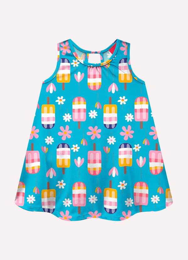 Vestido Infantil Menina Picolés Azul