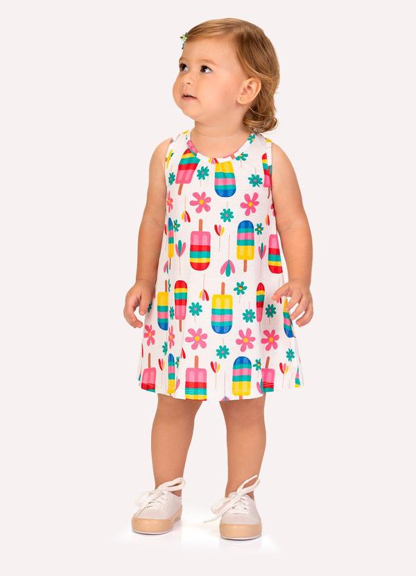 Vestido Infantil Menina Picolés Branco