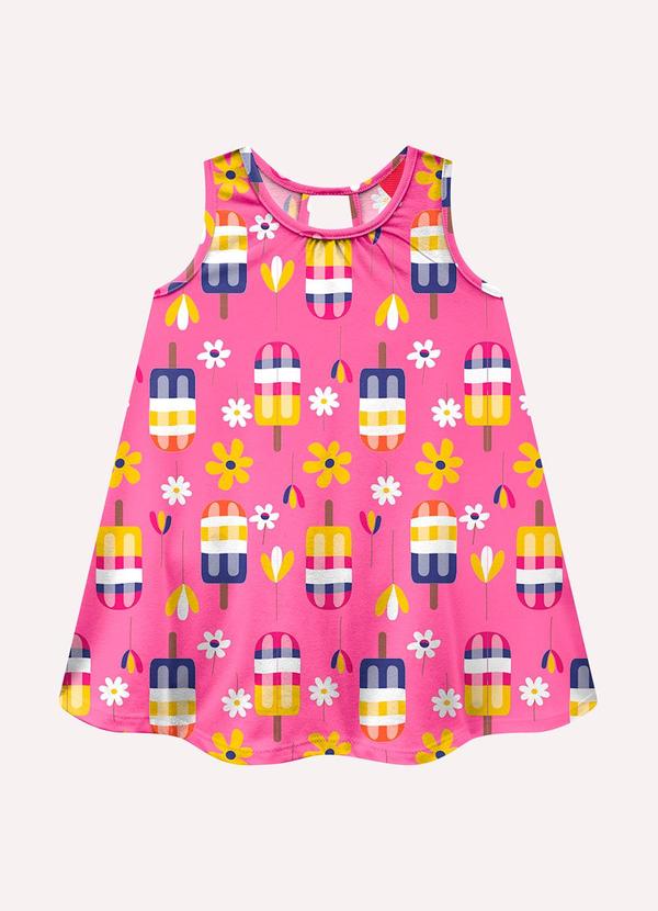 Vestido Infantil Menina Picolés Rosa