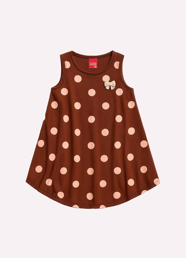 Vestido Infantil Menina Poá Marrom