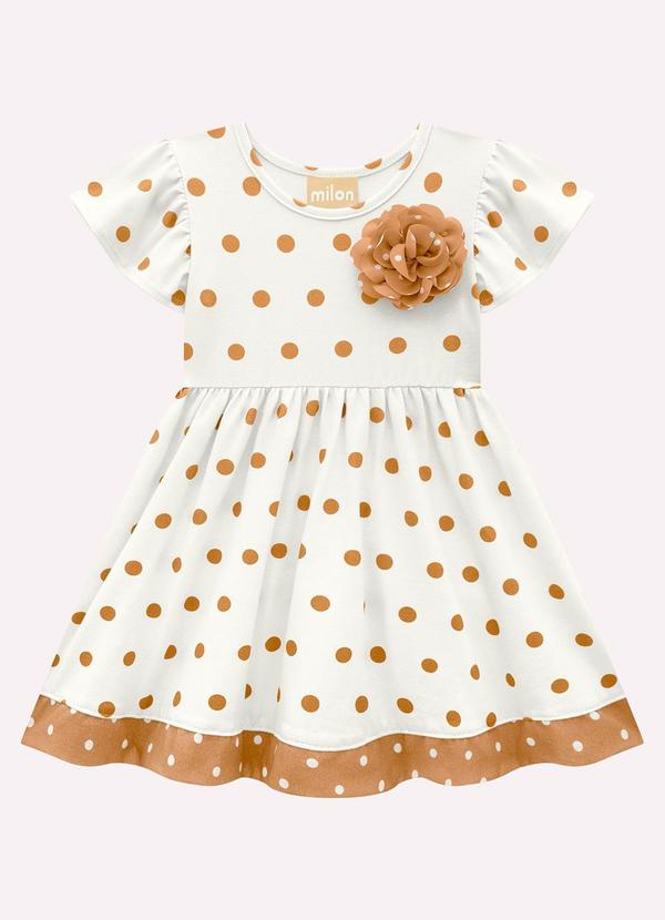Vestido Infantil Menina Poá Off White