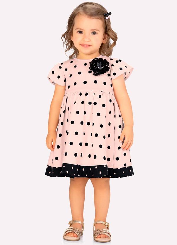 Vestido Infantil Menina Poá Rosa