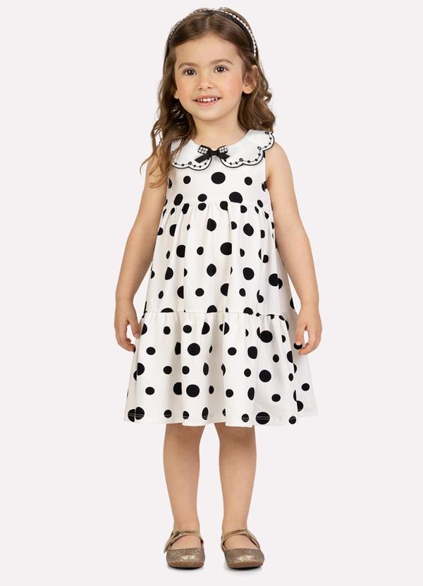 Vestido Infantil Menina Póas Branco