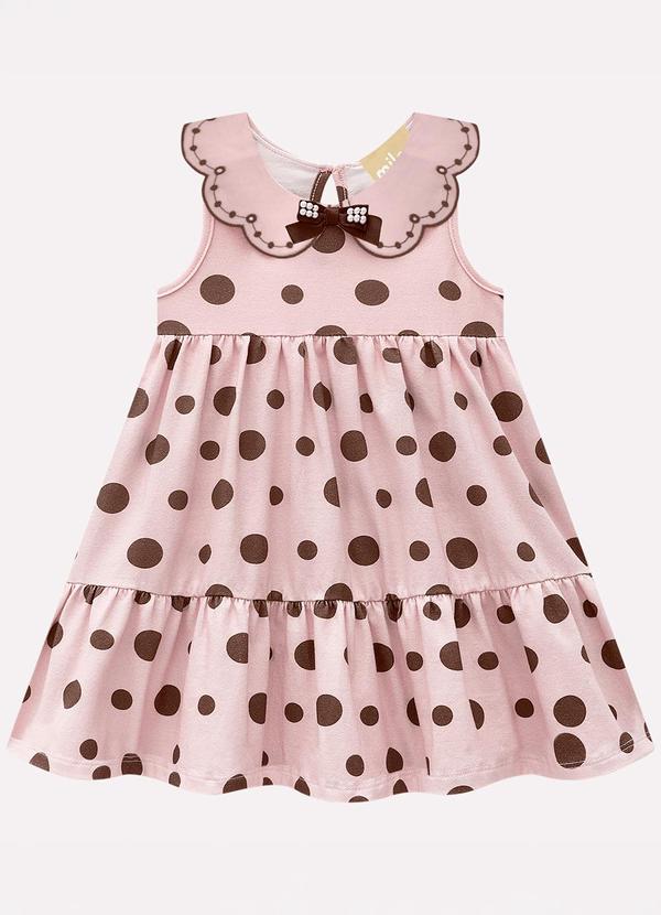 Vestido Infantil Menina Póas Rosa