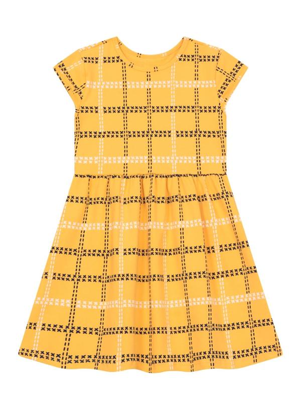 Vestido Infantil Menina Quadriculado Amarelo