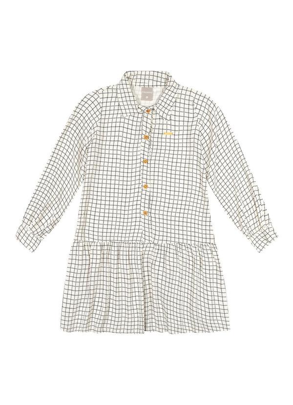 Vestido Infantil Menina Quadriculado Bege