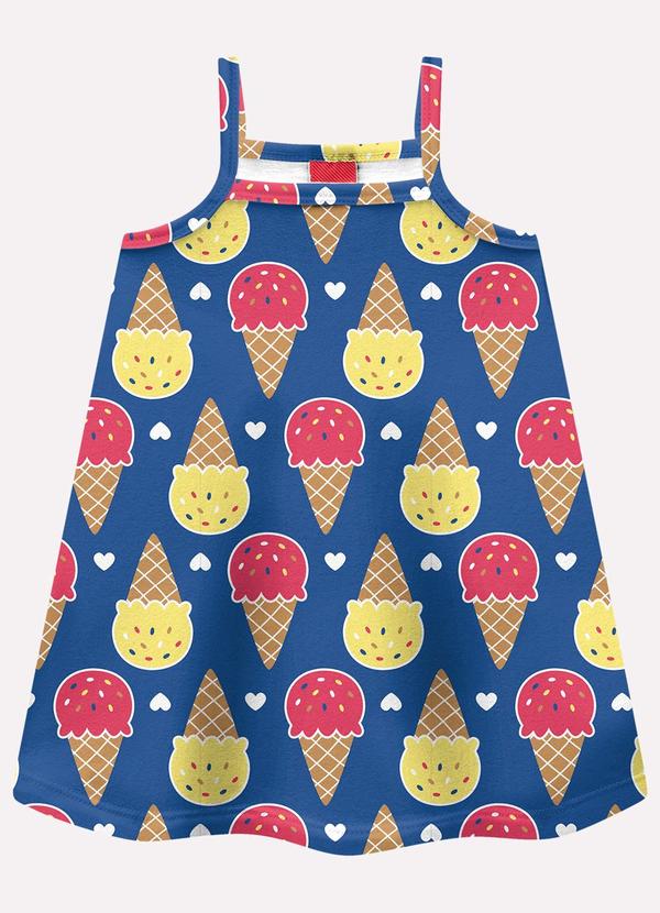 Vestido Infantil Menina Sorvetes Azul