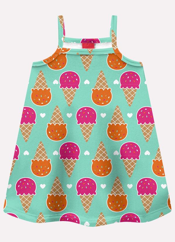 Vestido Infantil Menina Sorvetes Verde