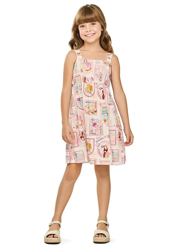 Vestido Infantil Menina Stamp Bege