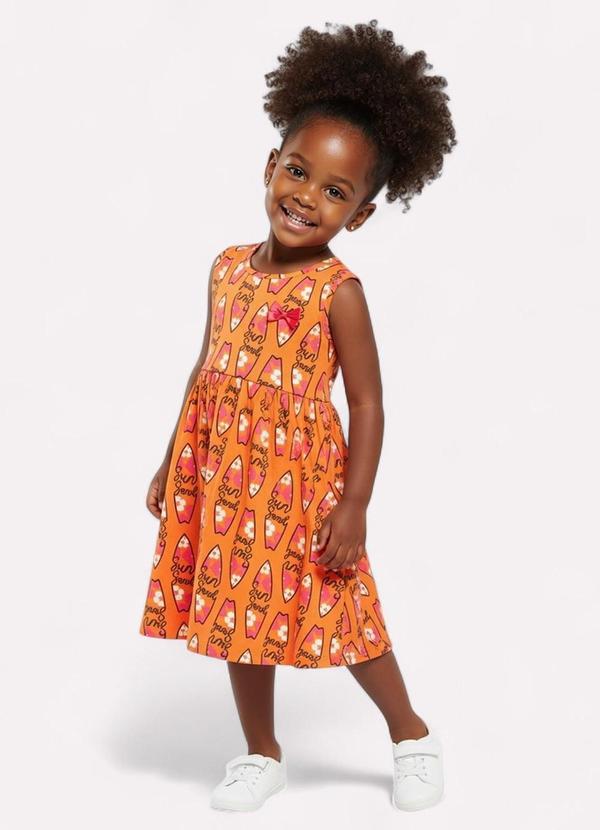 Vista 2 Vestido Infantil Menina Surf Laranja Kyly Kyly