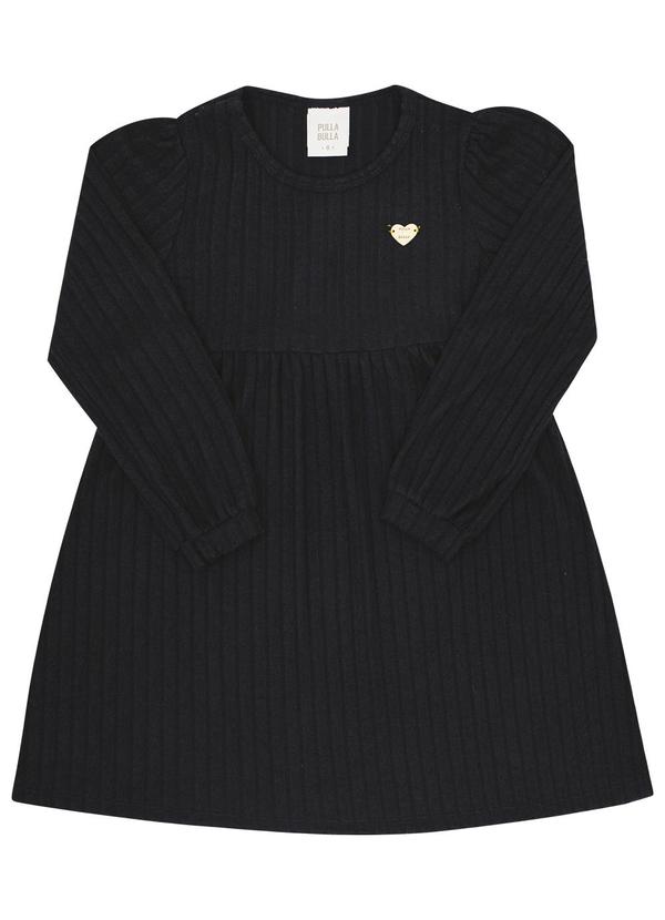 Vestido Infantil Menina Tecido Canelado Preto