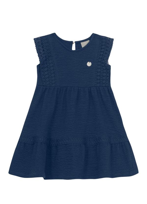Vestido Infantil Menina Tecido Texturizado Azul