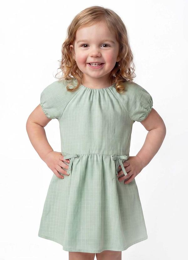 Vestido Infantil Menina Tecido Xadrez Verde