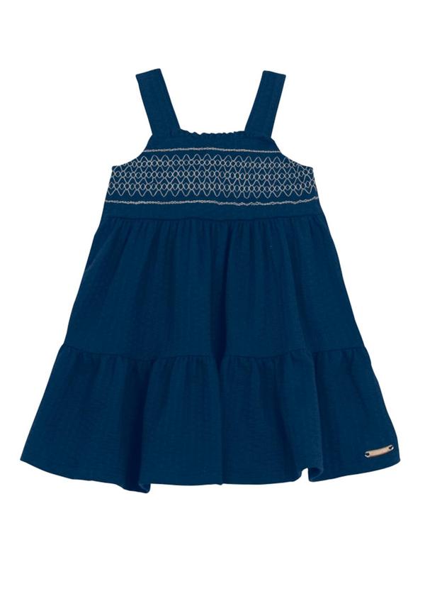 Vista 2 Vestido Infantil Menina Texturizado Azul Brandili Brandili