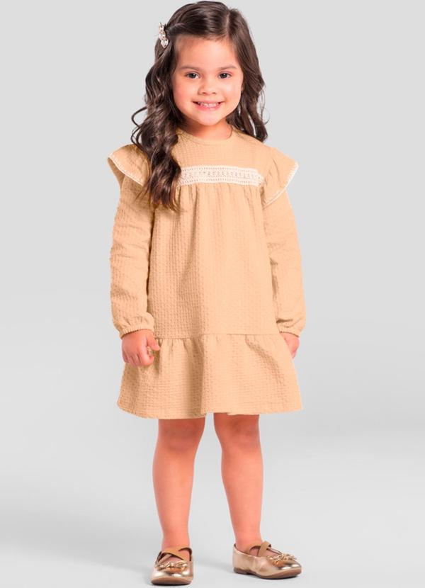 Vestido Infantil Menina Texturizado Laranja