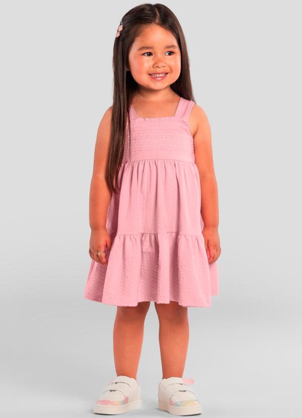 Vestido Infantil Menina Texturizado Rosa