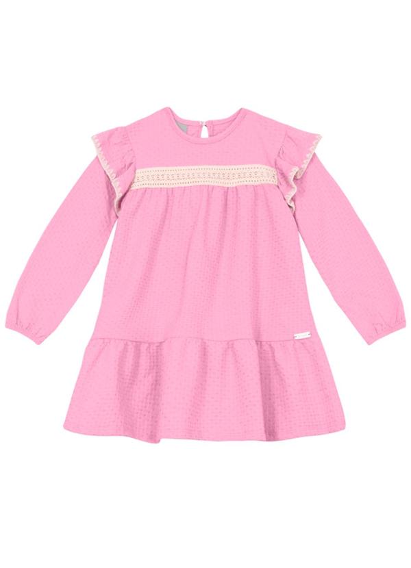 Vestido Infantil Menina Texturizado Rosa