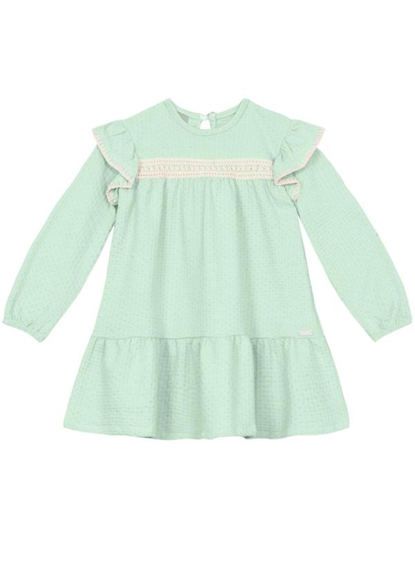 Vestido Infantil Menina Texturizado Verde