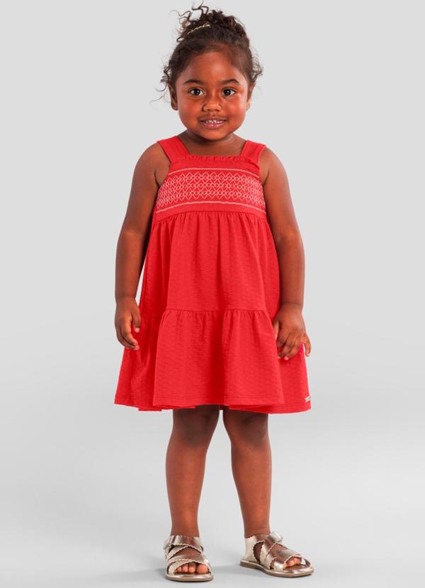 Vestido Infantil Menina Texturizado Vermelho