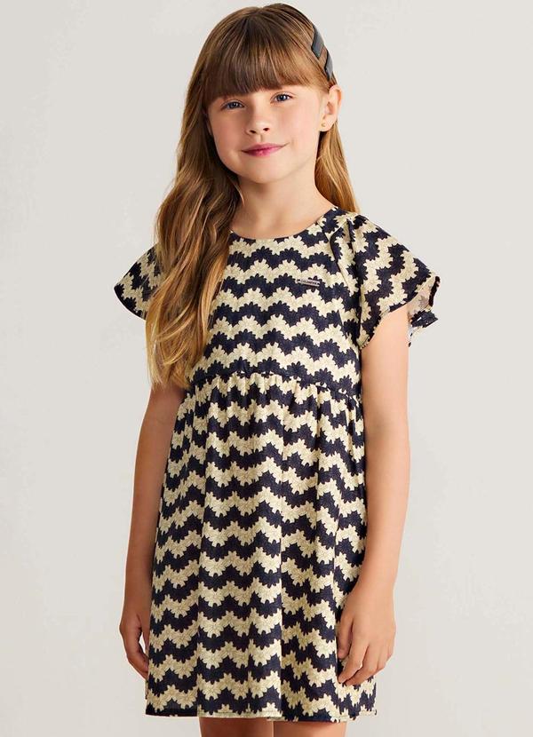 Vestido Infantil Menina Tricoline Floral Preto
