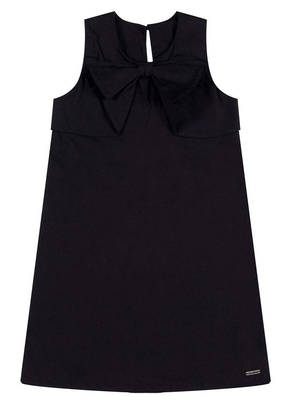 Vestido Infantil Menina Tricoline Laço Preto