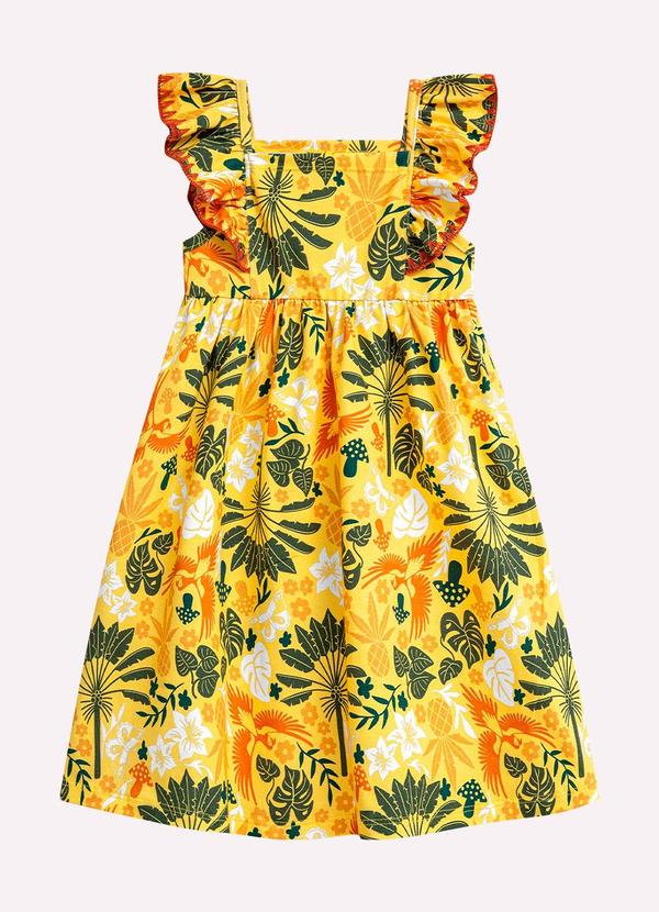 Vestido Infantil Menina Tropical Amarelo