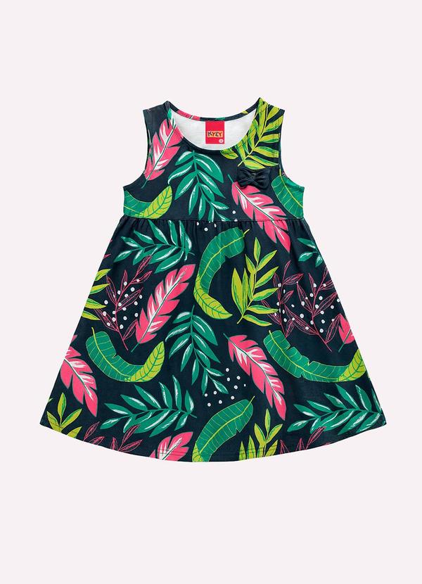Vista 2 Vestido Infantil Menina Tropical Azul Brandili Mundi Brandili Mundi
