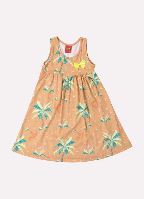 Vestido Infantil Menina Tropical Marrom
