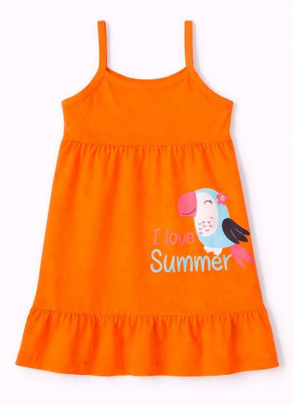 Vestido Infantil Menina Tucano Laranja