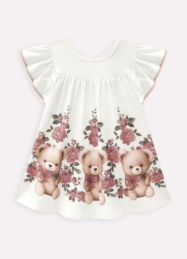 Vista 2 Vestido Infantil Menina Ursinhos Off White Milon Milon