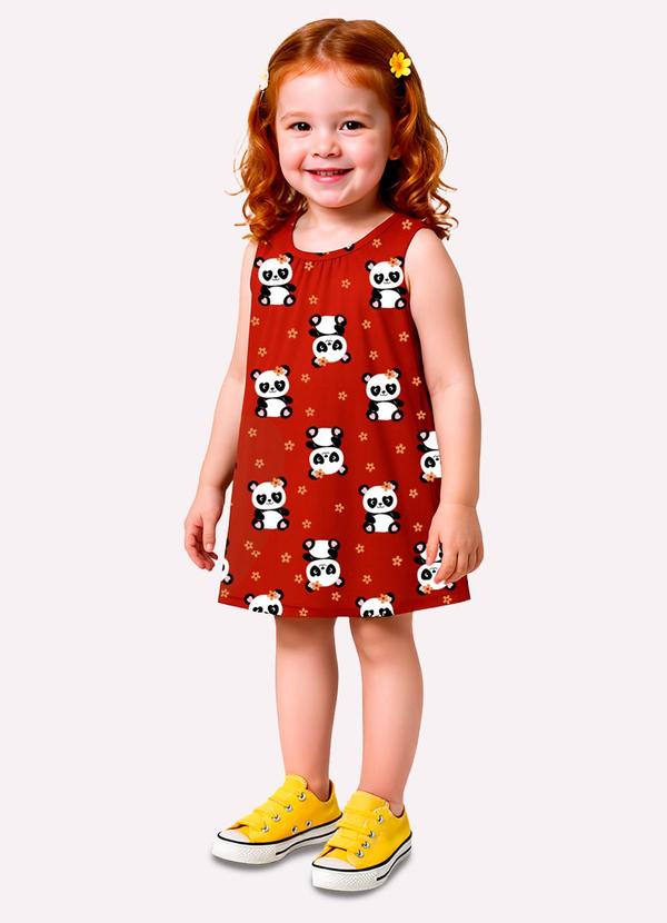 Vestido Infantil Menina Ursinhos Vermelho