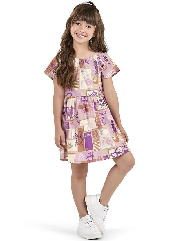 Vista 2 Vestido Infantil Menina Verão Leve Roxo Elian Elian
