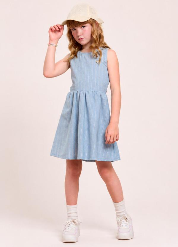 Vestido Infantil Menina Verão Listrado Costas Aber
