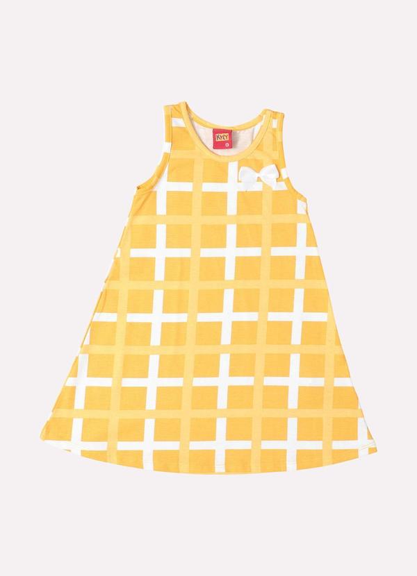 Vista 2 Vestido Infantil Menina Xadrez Amarelo Kyly Kyly