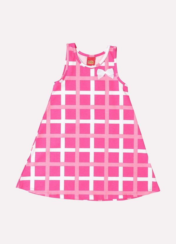 Vista 2 Vestido Infantil Menina Xadrez Rosa Kyly Kyly