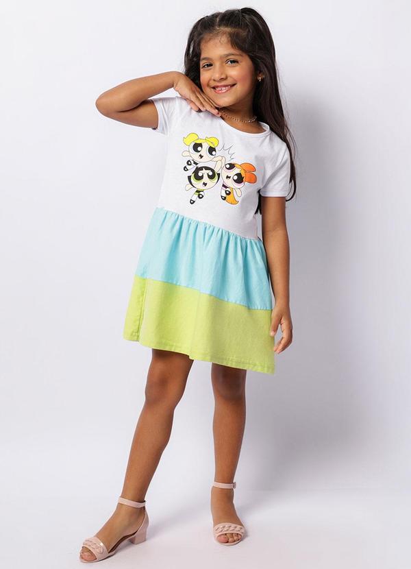 Vestido Infantil Meninas Super Poderosas Branco