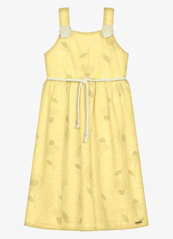 Vestido Infantil Moletinho Estampado Amarelo