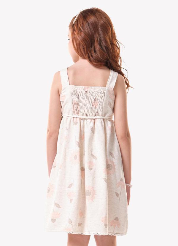 Vestido Infantil Moletinho Estampado Bege