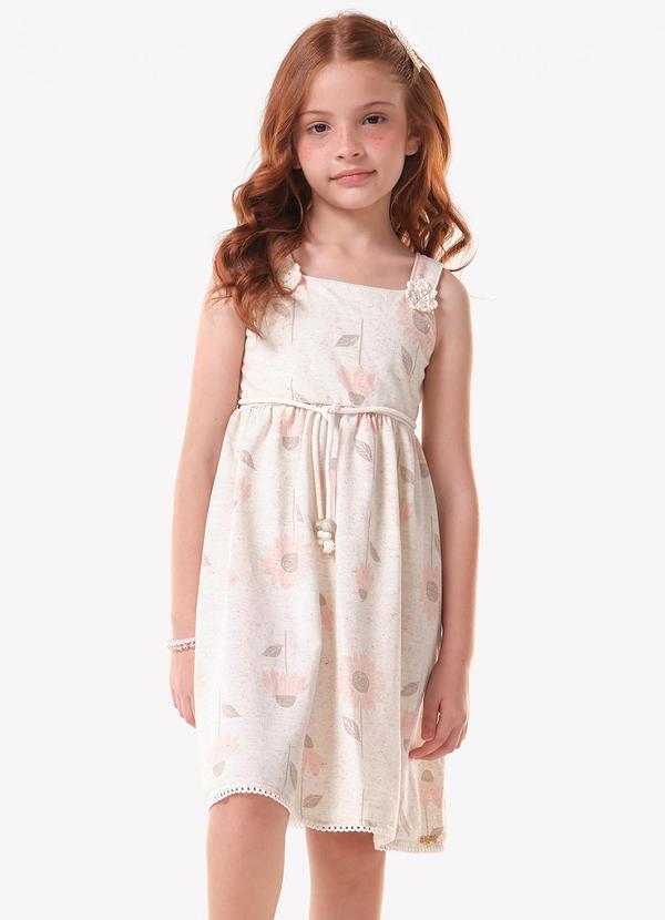 Vestido Infantil Moletinho Estampado Bege