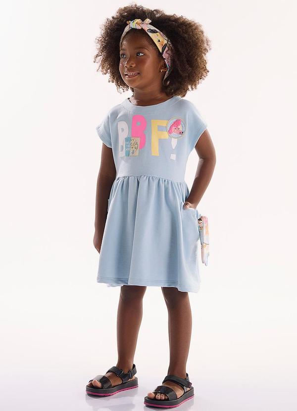 Vestido Infantil Moletom sem Felpa Azul