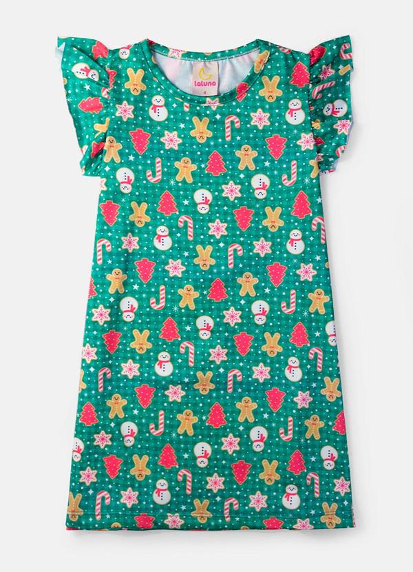 Vista 2 Vestido Infantil Natalino Verde Laluna Laluna