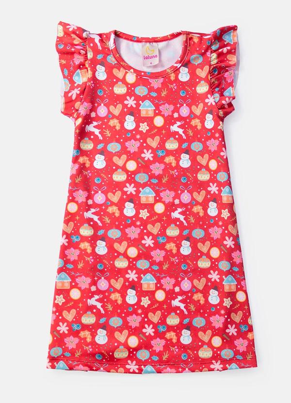 Vista 2 Vestido Infantil Natalino Vermelho Laluna Laluna