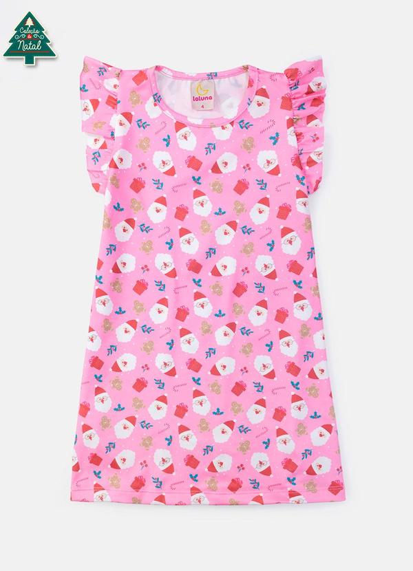 Vista 2 Vestido Infantil Papai Noel Rosa Laluna Laluna