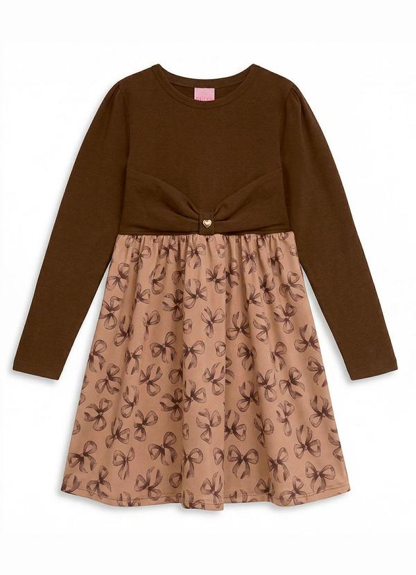 Vestido Infantil Peluciado Marrom